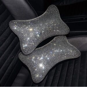 2 Rhinestone Car Neck Pillows